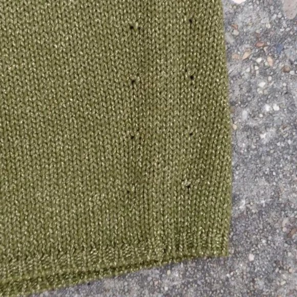 Adam Lippes Metallic Green Gold Lurex Cotton Blend Pull On Knit Skirt XL NWT - Picture 5 of 9